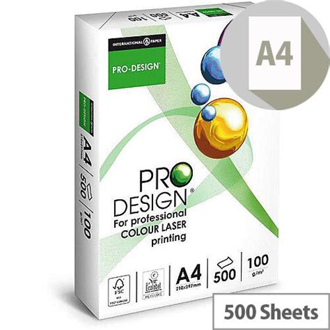 Pro Design Paper 100gsm A4 500 Sheets Ref Pdfsc21100 Hunt Office Uk