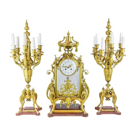 Large Napoleon Iii Period Ormolu Three Piece Clock Set At 1stdibs