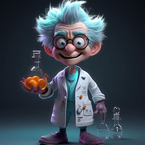 Premium Photo Funny Mad Scientist Cartoon Character