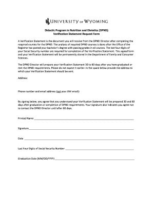 Fillable Online Uwyo Verification Statement Request Form Uwyo Fax