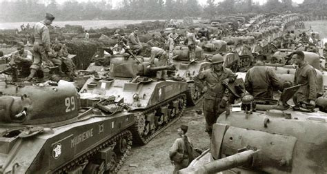 M4 Shermans and support vehicles of the French 2 Division Blindée ...