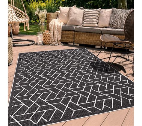 80x150 Tapis Exterieur Rectangulaire Af Brika Reversible Noir Écru