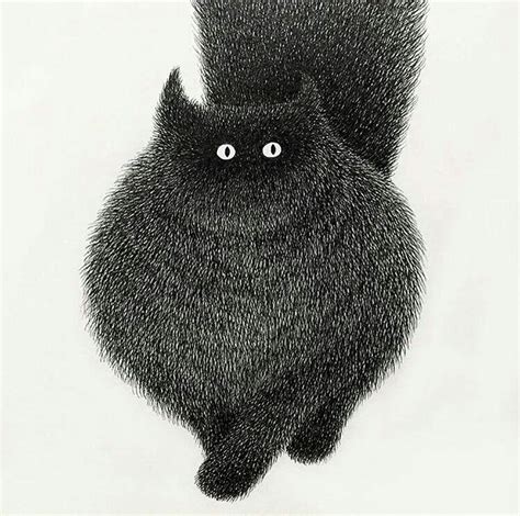 Fluffy Black Cat Art