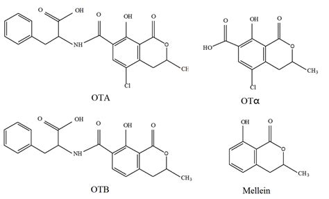 Chemical structure of ochratoxins and mellein. | Download Scientific ...