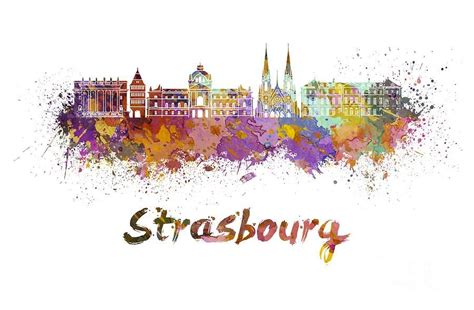 Strasbourg Skyline In Watercolor By Pablo Romero In Strasbourg