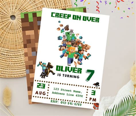 Minecraft Invitation Editable Minecraft Birthday Party Invite ...