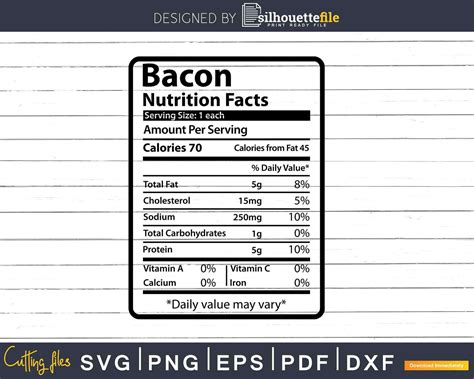 Bacon Nutrition Facts Funny Thanksgiving Christmas Svg Png Silhouettefile