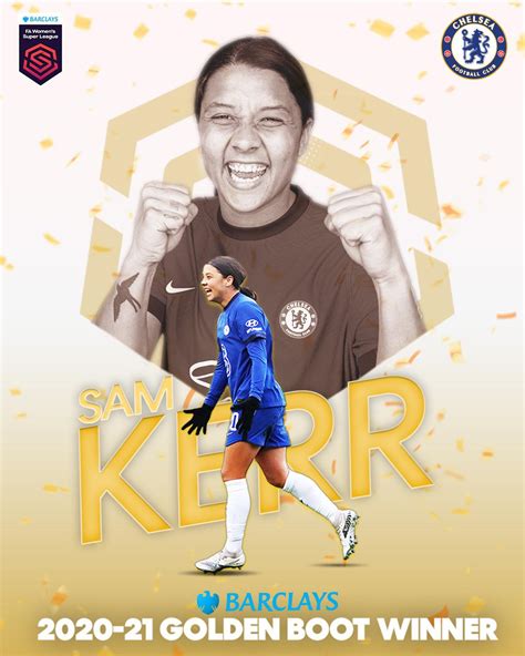 Sam Kerr is the 2020/21 Barclays FAWSL Golden Boot winner with 21 goals ...