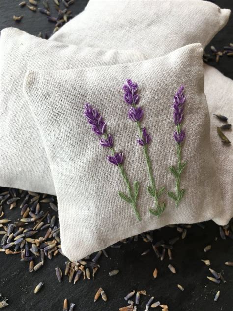 Hand Embroidered Linen Sachet Lavender Filled Sachet Sachet Etsy