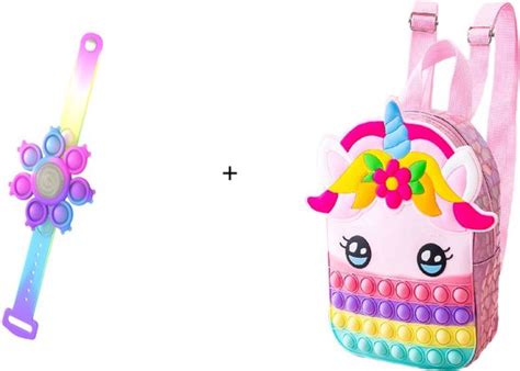 Pop It Tas Met Ogen Zacht Kleur Regenboog Tasje Met Een Spinning Light