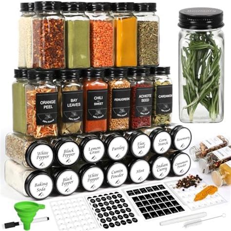 Aurotrends Empty Spice Jars With Labels 4oz 24pack Spice Containers With Labels 4