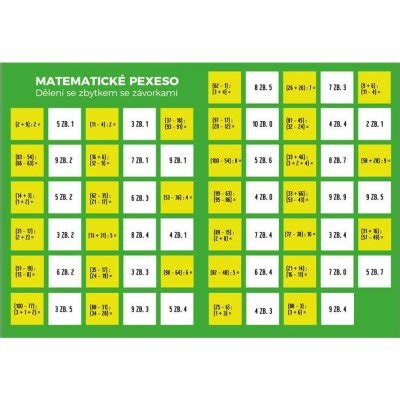 Pexeso Matematika Dělení se zbytkem se závorkami Staněk Martin PhDr