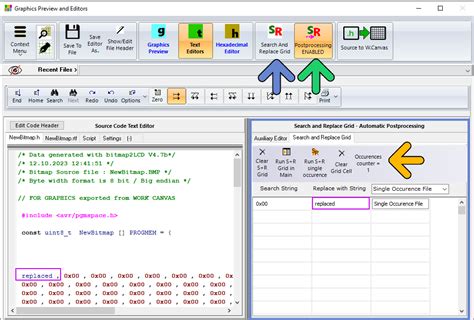 Automatic Search And Replace Data Postprocessing Bitmap Lcd Software