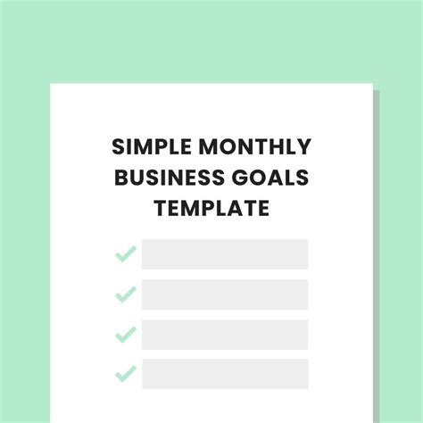 Simple Monthly Business Goals Template (Blank) - The Practice Lab