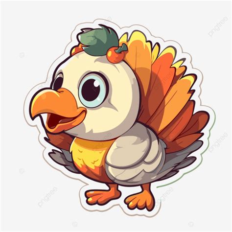 Small Turkey Sticker With An Orange Head Clipart Vector Sticker Design