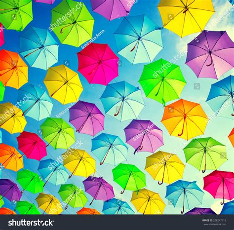 Colorful Umbrellas Background Colourful Umbrellas Urban Stock Photo