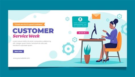 Free Vector | Flat customer service week horizontal banner template