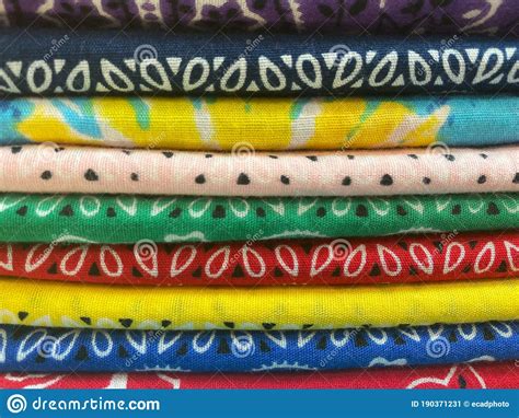 Stack Of Bright Colored Bandanas Stock Image Image Of Bandana Cotton