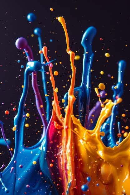 Premium Photo Vibrant Paint Splashes In MidAir