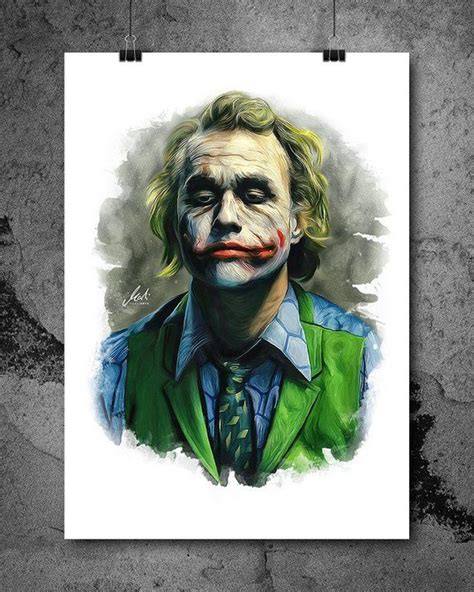 Joker Heath Ledger Batman Artwork Handmade Printable Art Poster