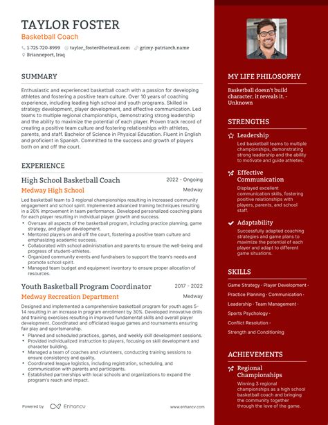 Successful Basketball Coach Resume Examples And Writing Tips For