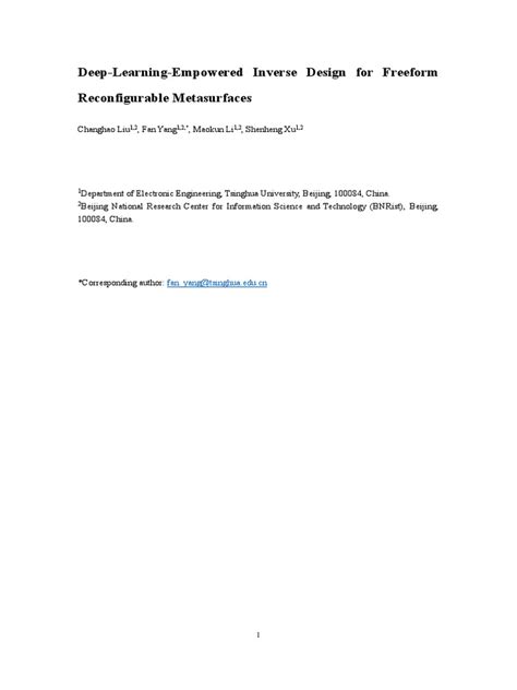 Deep Learning Empowered Inverse Design For Freeform Reconfigurable Metasurfaces Pdf Deep
