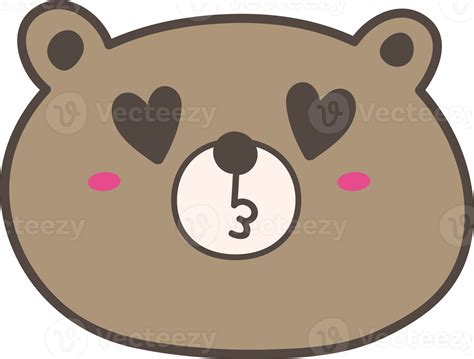 Bear loved emoji illustration on transparent background. 48024568 PNG