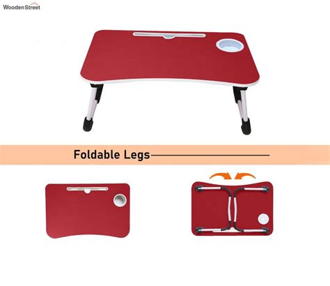 Buy Tud Portable Folding Laptop Table With Cup Holder Red Online In