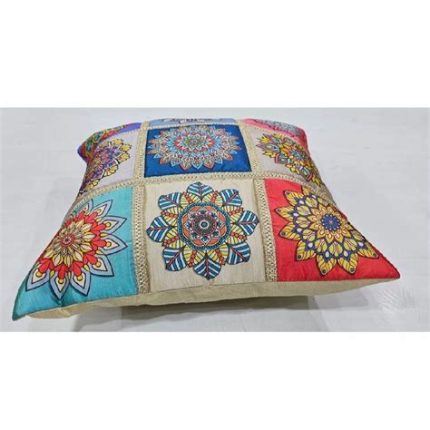 Multicolor Embroidery Jharna Flower Cushion Cover Size X Inches