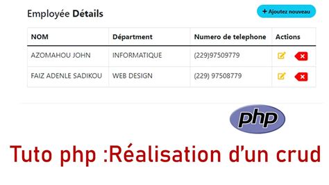 Cr Ez Lisez Mettez Jour Et Supprimez Des Donn Es Avec Php Et Mysql
