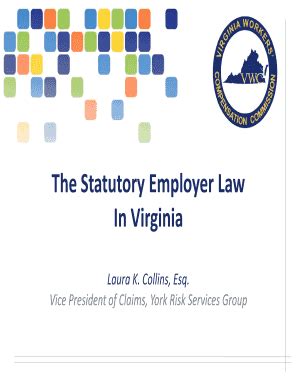 Fillable Online Workcomp Virginia The Statutory Employer Law In