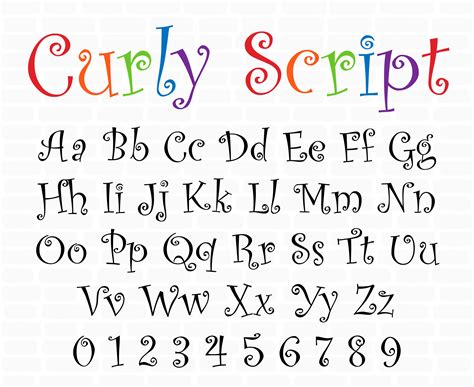 Curly Script Font Alphabet