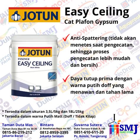 Jual Cat Plafon Gypsum Jotun Essence Easy Ceiling Matt White Putih L