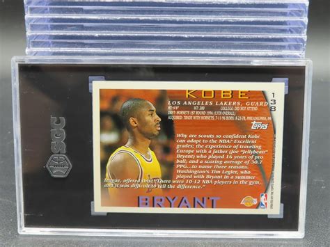 Topps Kobe Bryant Rookie Card Rc Sgc Los Angeles