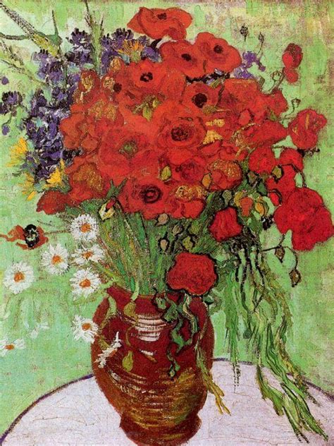 Vase With Red Poppies And Daisies By Vincent Van Gogh