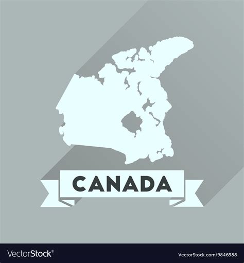 Flat Icon With Long Shadow Canada Map Royalty Free Vector