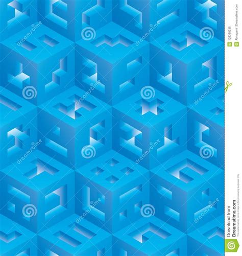 Blue Cubes Isometric Seamless Pattern Stock Vector Illustration Of