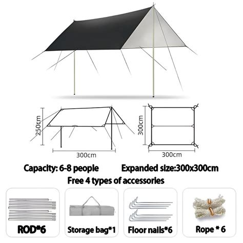 M Anti Uv Awning Canopy Camping Tarp Tent For Camping Shade