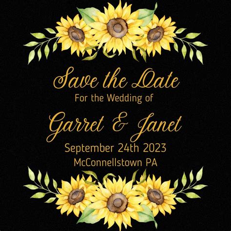 Sunflower Wedding Invitation And Save The Date Template Pdf Png Etsy