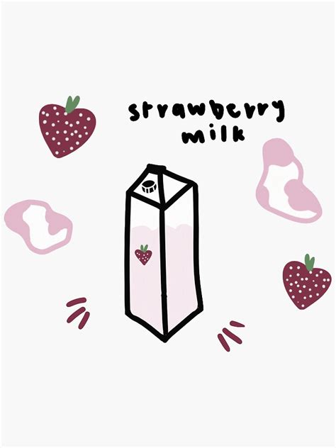 Strawberry Milk Carton Design Sticker Pack Sticker By Kaitspen