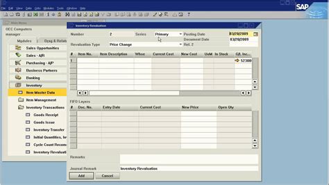 SAP Business One How To Inventory Revaluation YouTube