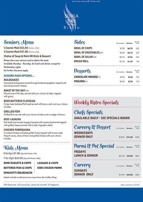 Menu At Moama Rsl Restaurant Moama