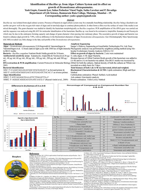 (PDF) Identification of Bacillus sp. from Algae Culture System and its ...