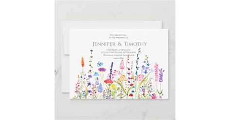 Wedding Invitation Colorful Wildflowers Watercolor Zazzle