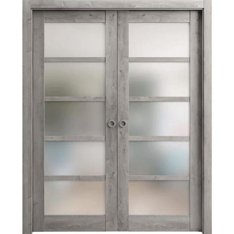 Sartodoors 84 In X 96 In 2 Panel Nebraska Grey Finished Solid MDF