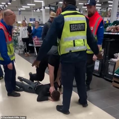 Moment Man Starts Throwing Punches And Beer Crates At Tesco Security