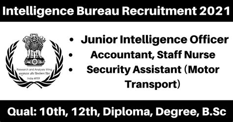 Intelligence Bureau Recruitment Apply Offline For Senior