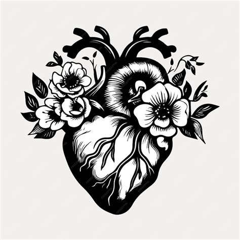 Premium Vector | Heart floral tattoo design