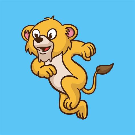 Premium Vector Cartoon Design Of Lion Jumps Isolated On Blue