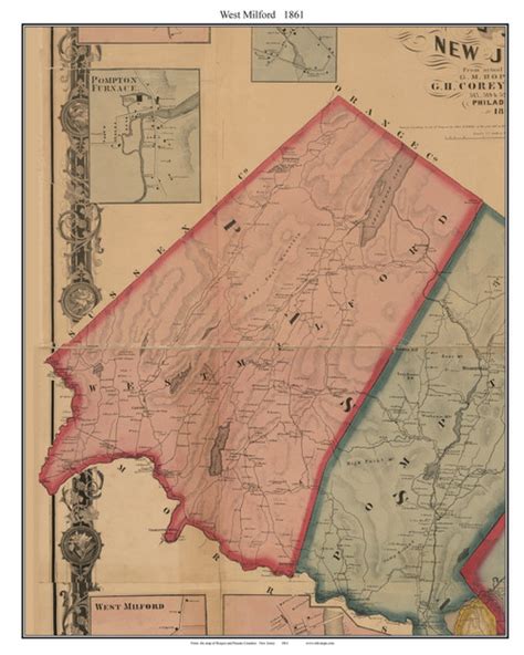 West Milford New Jersey 1861 Old Town Map Custom Print Bergen And Passaic Co Old Maps